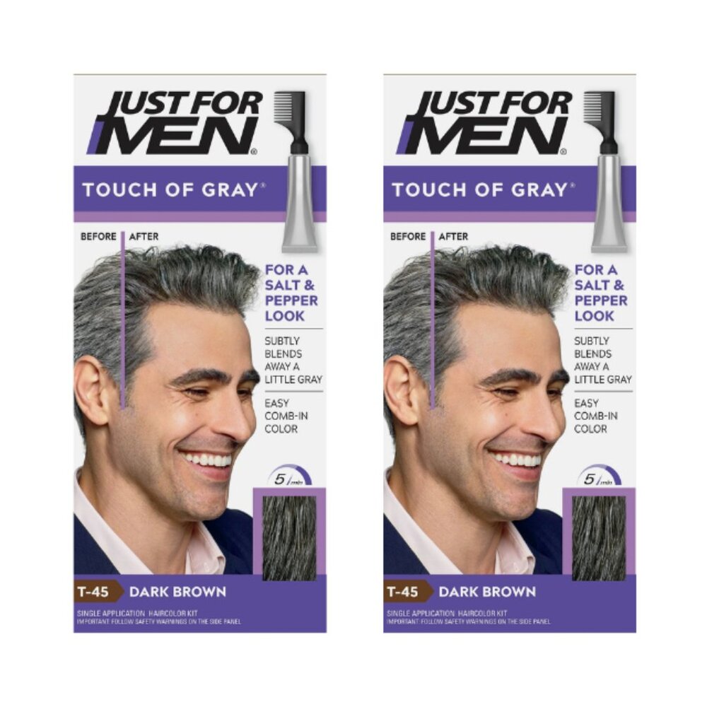 Just For Men Hair Color (T-45), Dark Brown - Pack of 2 - New